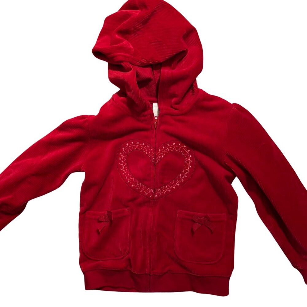 WonderKids Red Heart Hoodie Toddler Girls Zip Up Jacket Size 4T